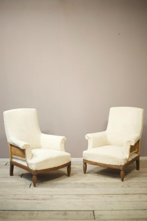 Pair of 19th century French armchairs with reeded legs