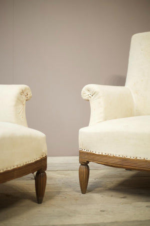Pair of 19th century French armchairs with reeded legs