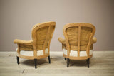 Pair of Napoleon III curved backed armchairs