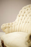 19th century French buttoned iron back armchair