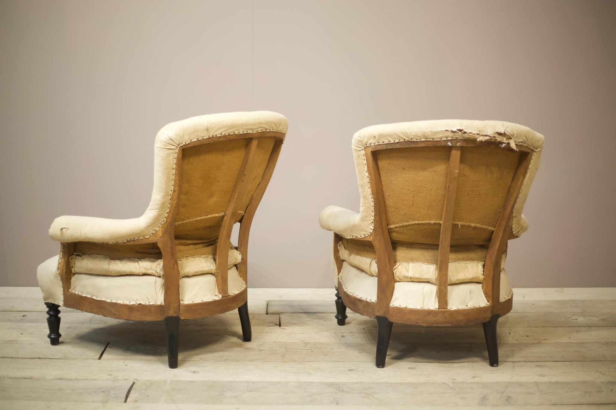 Pair of Napoleon III high shield back armchairs