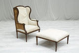 19th century French wingback armchair with footstool
