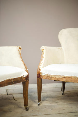 RESERVED Pair of Early 20th century English spoon back armchairs