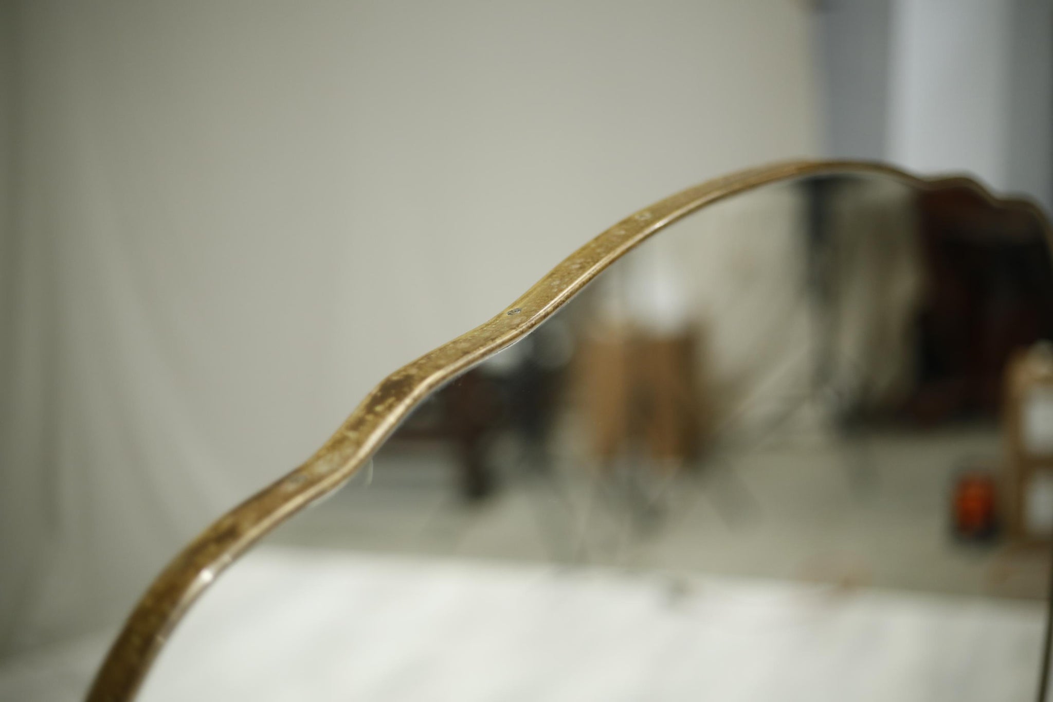 Large mid century Italian brass edged mirror