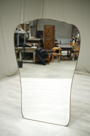Large mid century Italian brass edged mirror