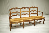 Early 20th century French rush seated country bench