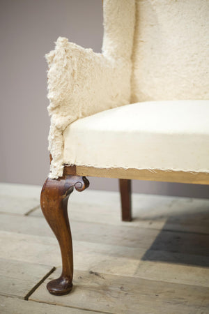 English Georgian settee with large cabriole legs