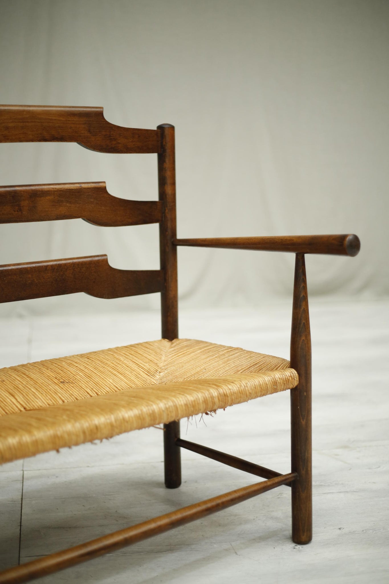 Early 20th century Antique rush seated country bench