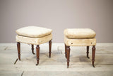 19th century French armchairs with matching stools