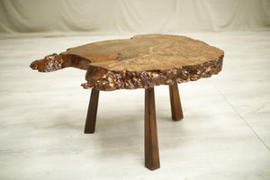Mid century Burr walnut live edge coffee table- Large