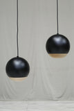 Italian black metal and beech Globe lights