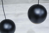 Italian black metal and beech Globe lights