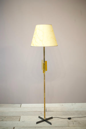 Mid century brass and glass Scandinavian floor lamp