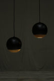 Italian black metal and beech Globe lights