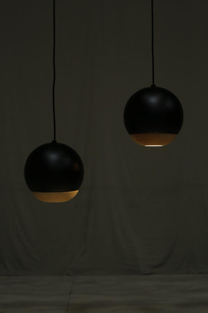 Italian black metal and beech Globe lights
