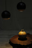 Italian black metal and beech Globe lights