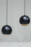 Italian black metal and beech Globe lights