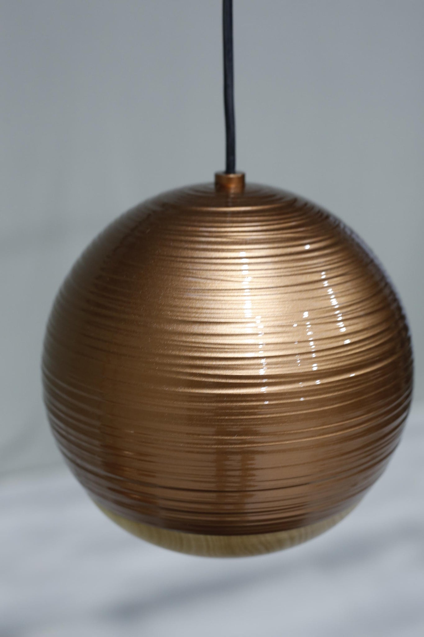 Italian detailed copper and beech globe lights