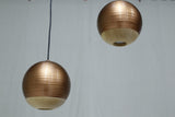 Italian detailed copper and beech globe lights