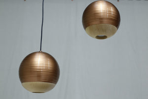 Italian detailed copper and beech globe lights