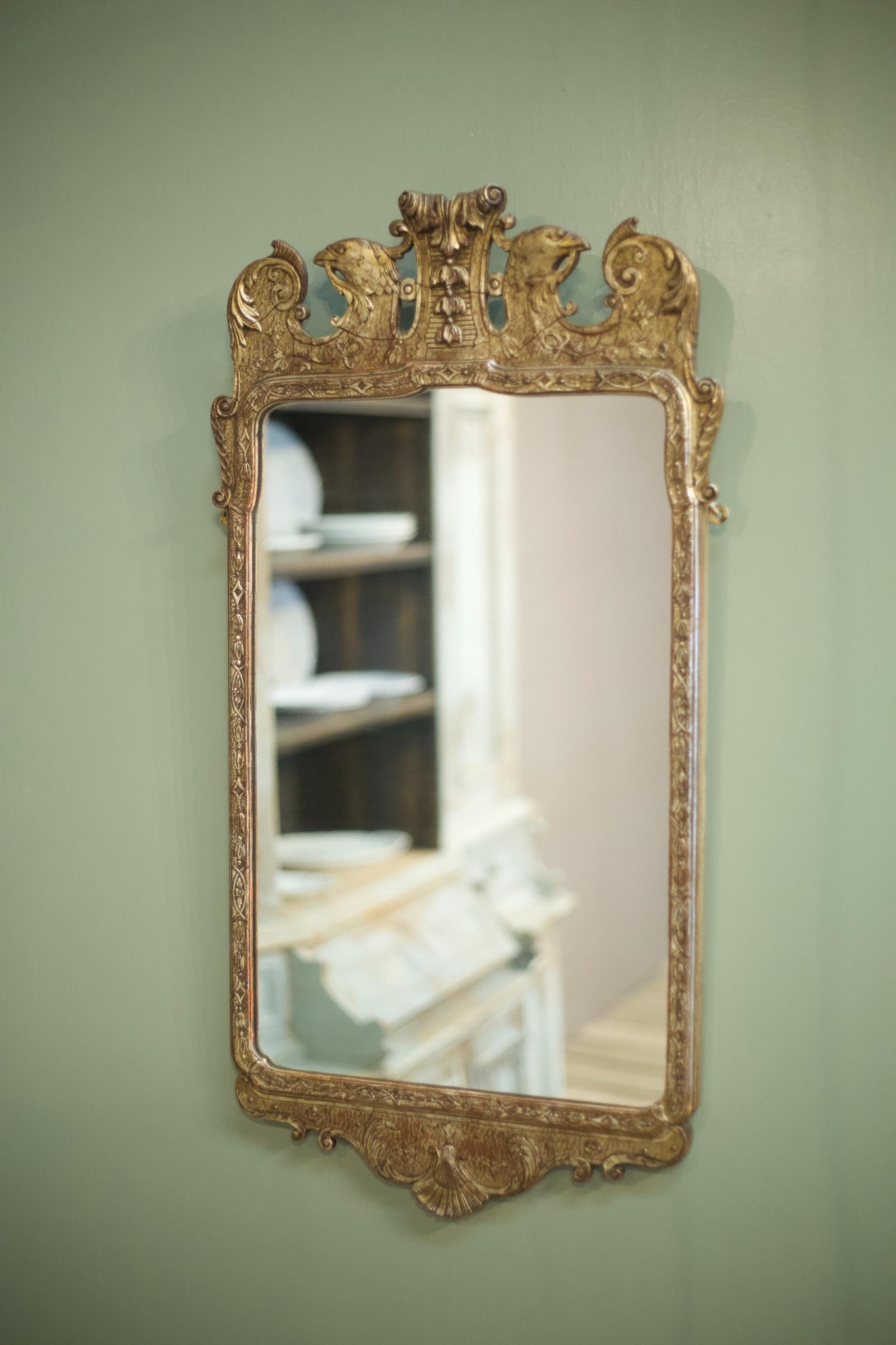19th century George II style silver gilt mirror
