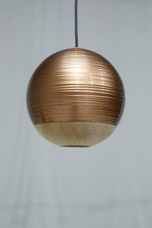 Italian detailed copper and beech globe lights
