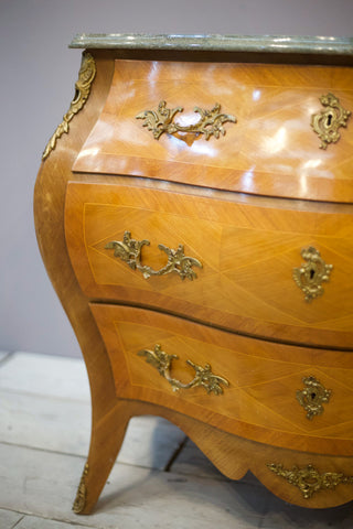 20th century French Bombe chest with marble top Dark Green
