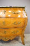 20th century French Bombe chest with marble top- Dark Green