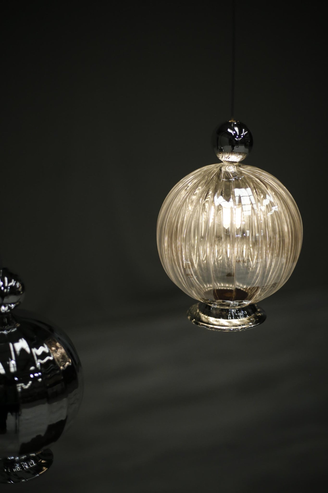 Italian blown glass Witch's ball pendant light