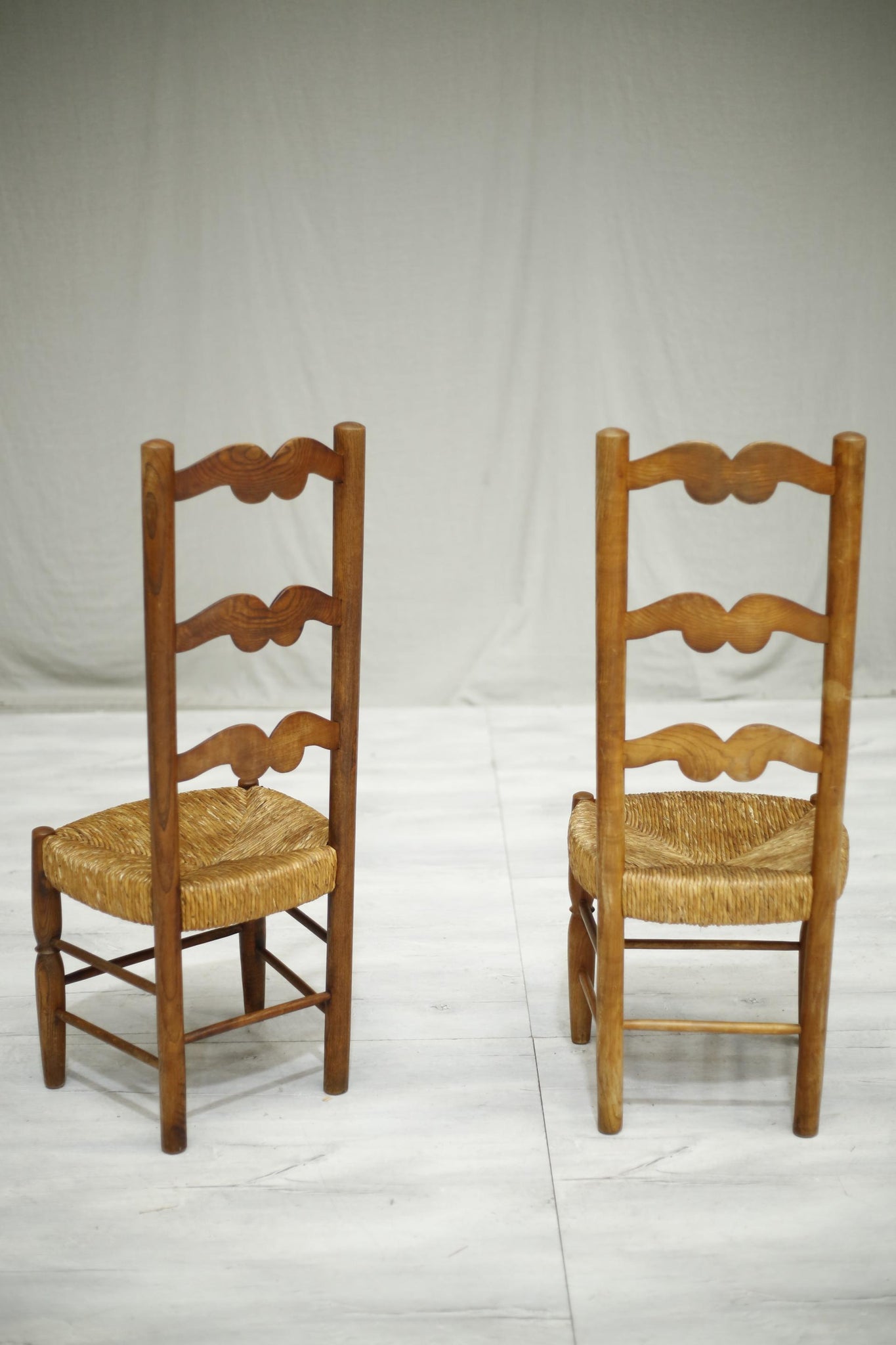 Set of 4 Antique Swedish rush seated dining chairs