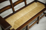 Mid century Japanese influence oak and rush seated hall bench