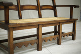 Mid century Japanese influence oak and rush seated hall bench
