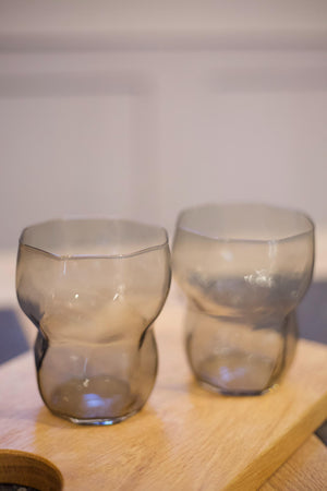 'Smoked' Organic shaped Glass tumbler