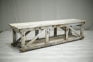 Antique early 20th century industrial workbench