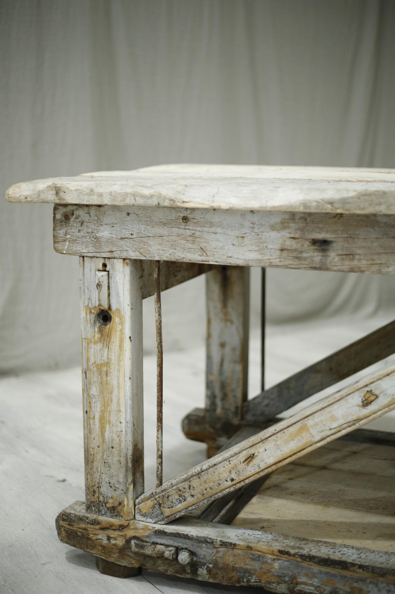 Antique early 20th century industrial workbench