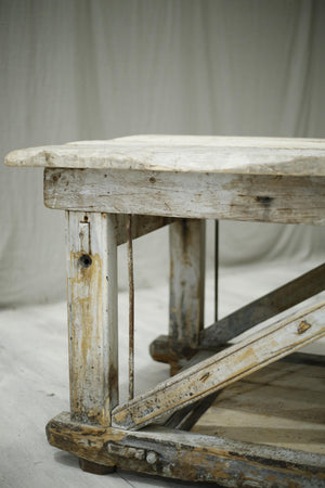 Antique early 20th century industrial workbench