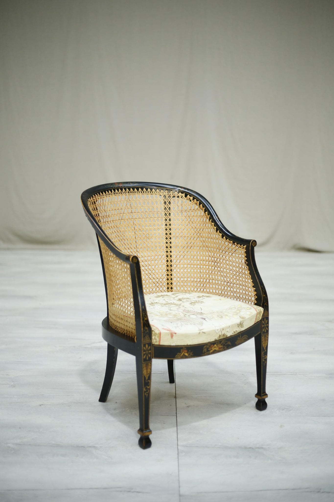 Antique c.1900 Chinoiserie rattan desk chair