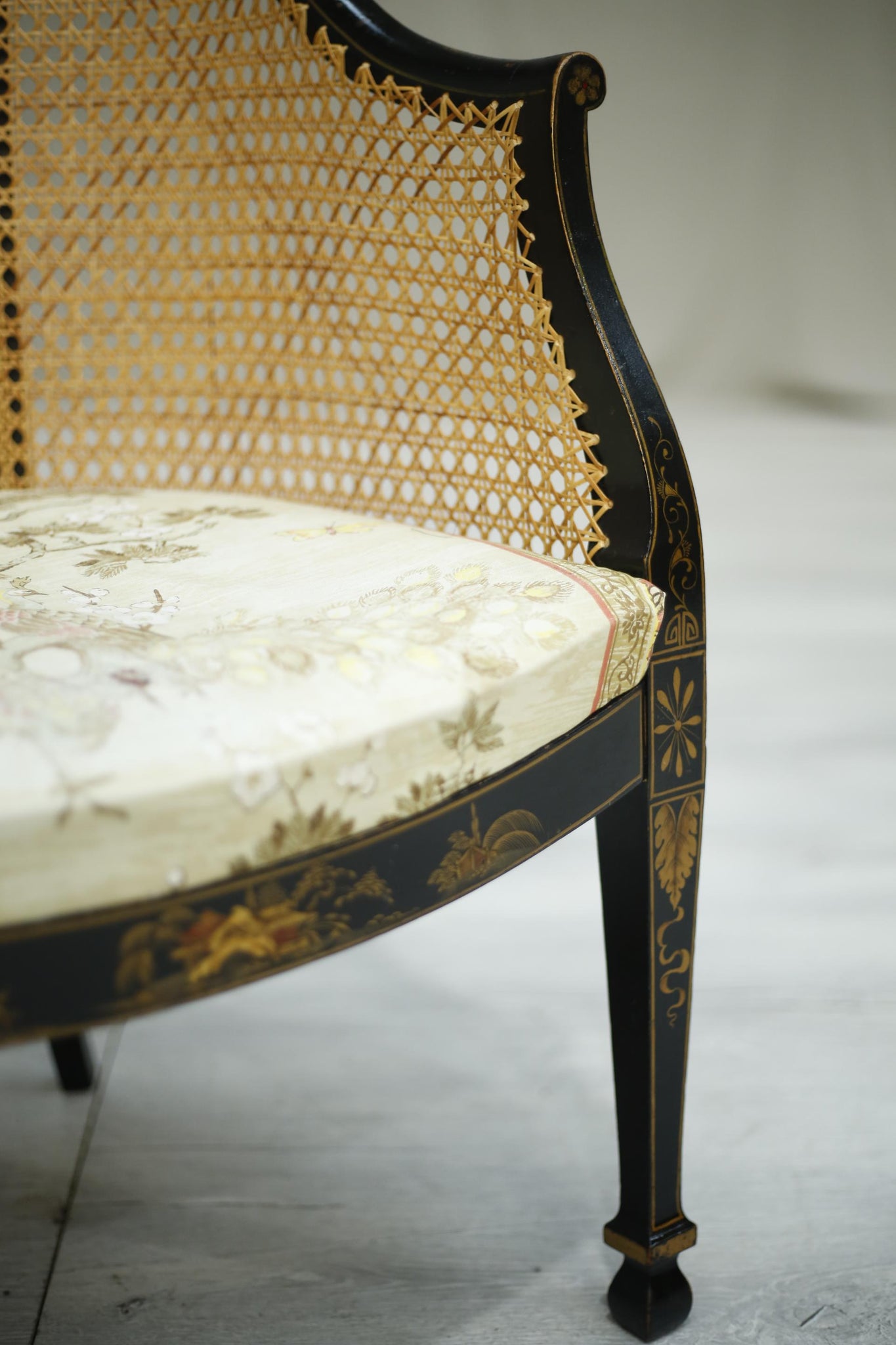 Antique c.1900 Chinoiserie rattan desk chair