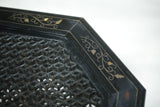 Antique Early 20th century ebonised Syrian table with brass inlay