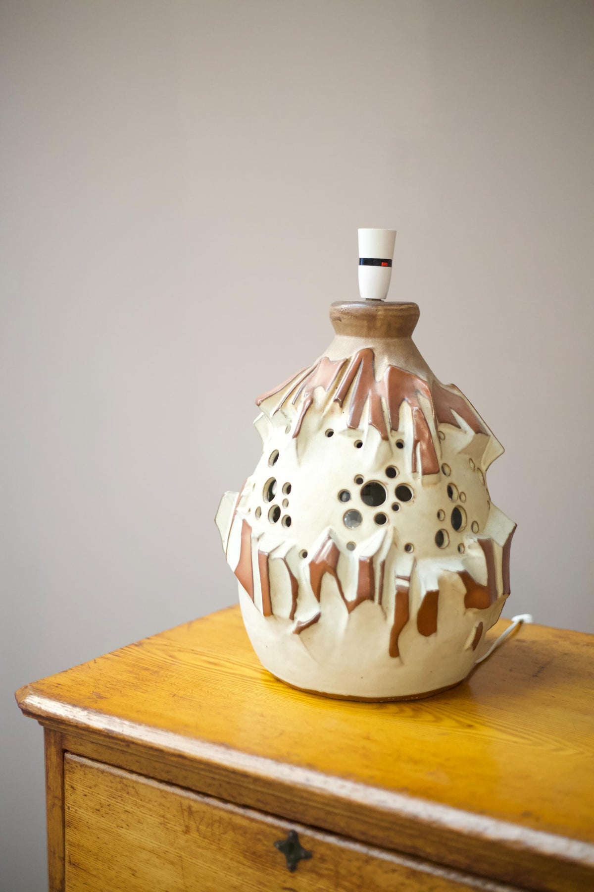 1970's Brutalist studio pottery table lamp - TallBoy Interiors