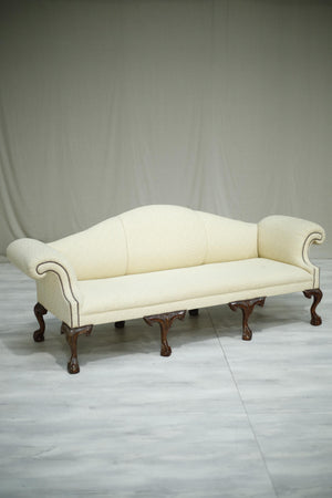 Very large 20th century regency style camel backed sofa