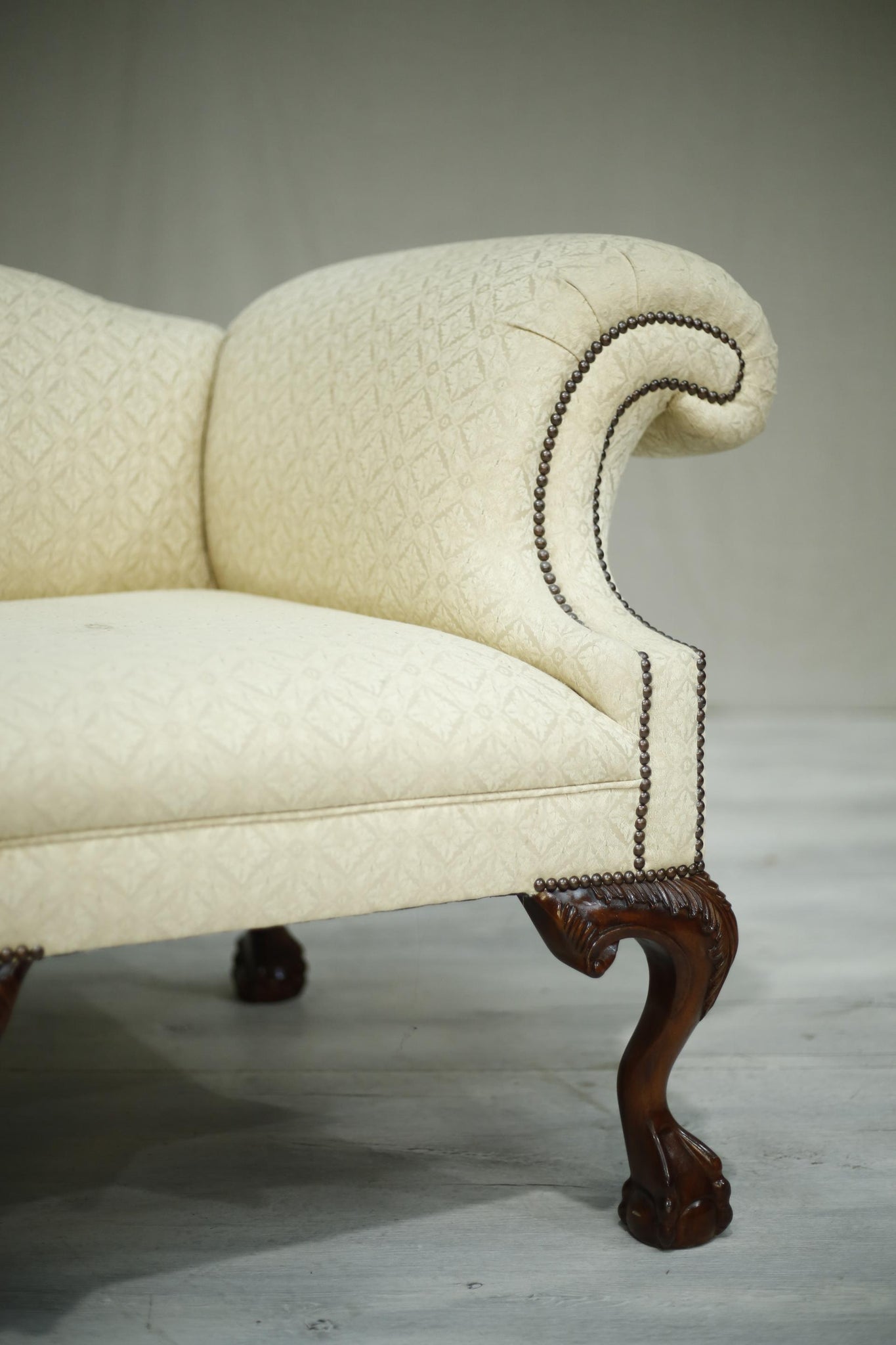 Very large 20th century regency style camel backed sofa