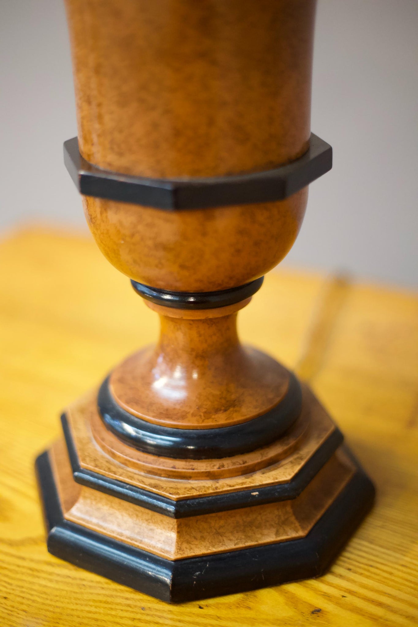 20th century simulated maple and ebony table lamp