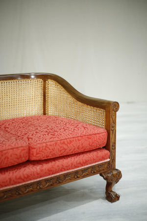 20th century Bergere sofa with ball and claw feet