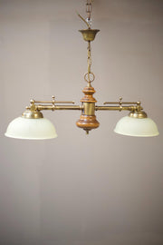 Mid 20th century walnut and brass ceiling light - TallBoy Interiors