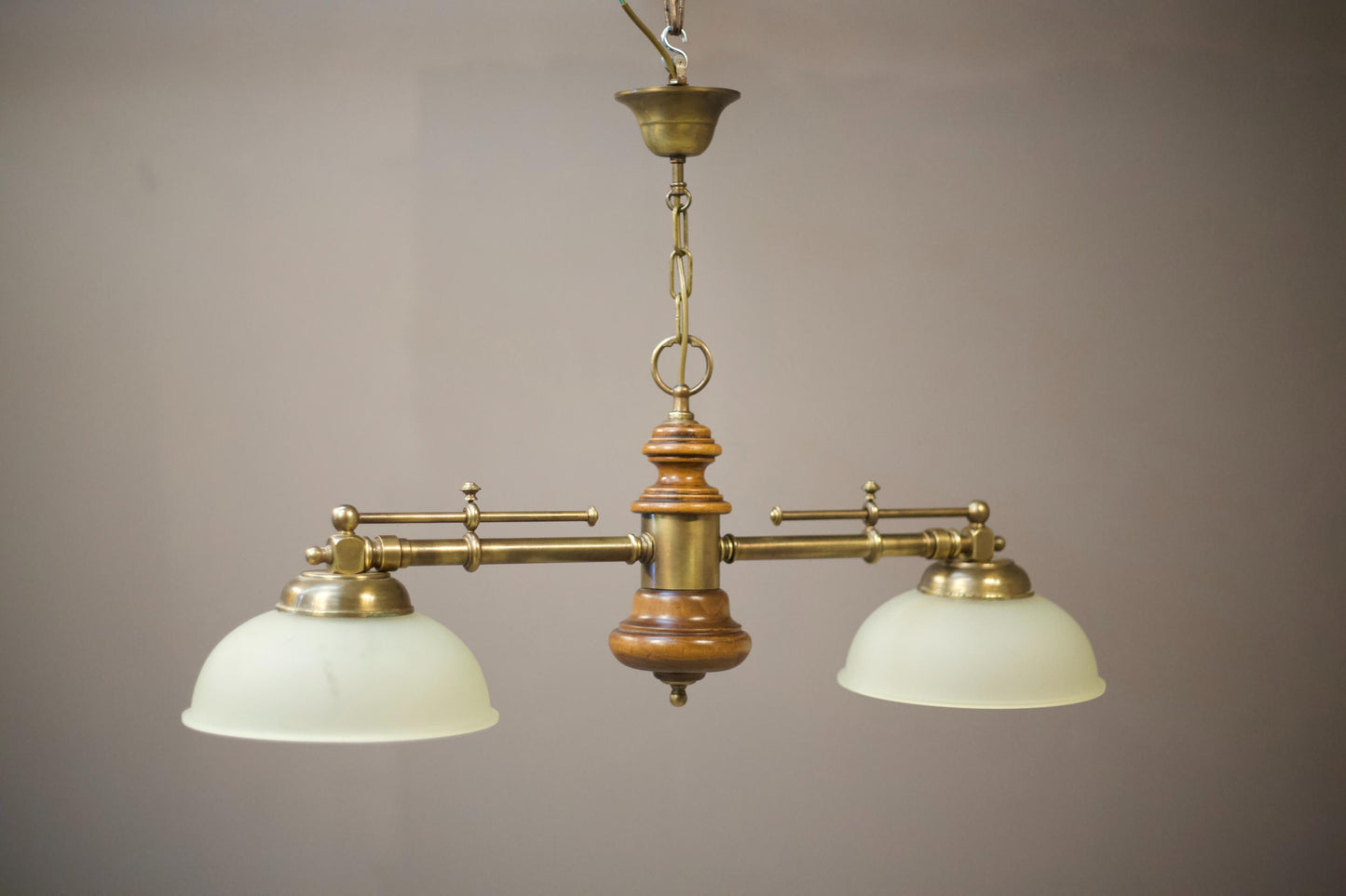 Mid 20th century walnut and brass ceiling light