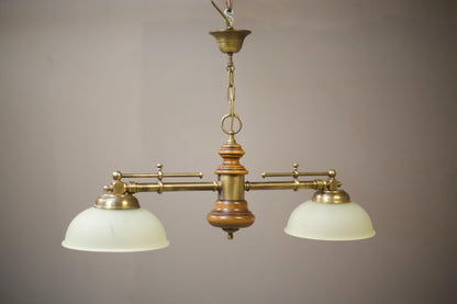 Mid 20th century walnut and brass ceiling light