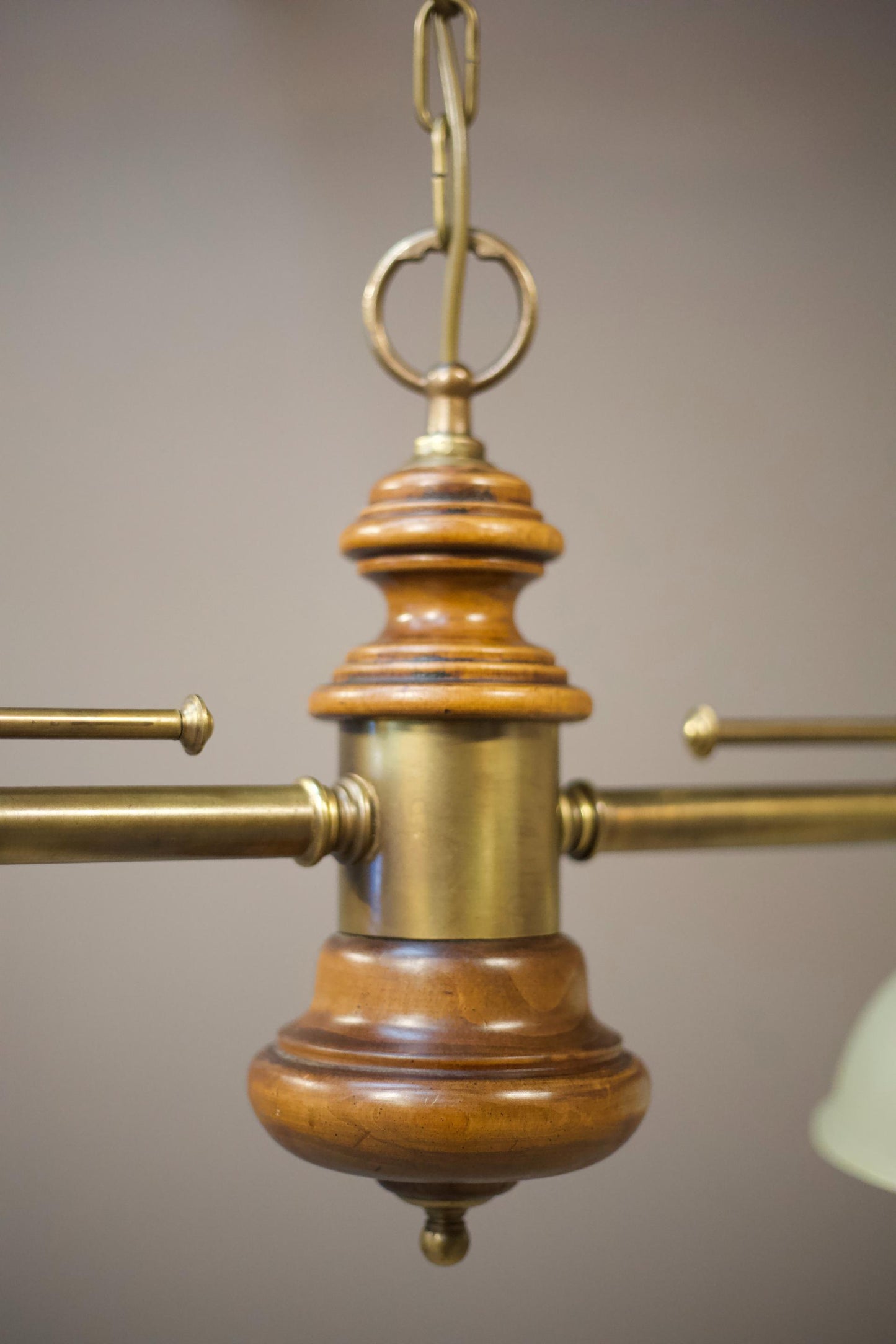 Mid 20th century walnut and brass ceiling light