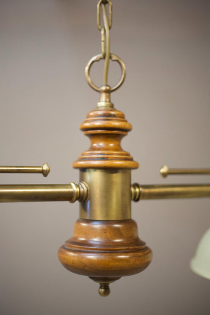 Mid 20th century walnut and brass ceiling light