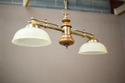 Mid 20th century walnut and brass ceiling light - TallBoy Interiors